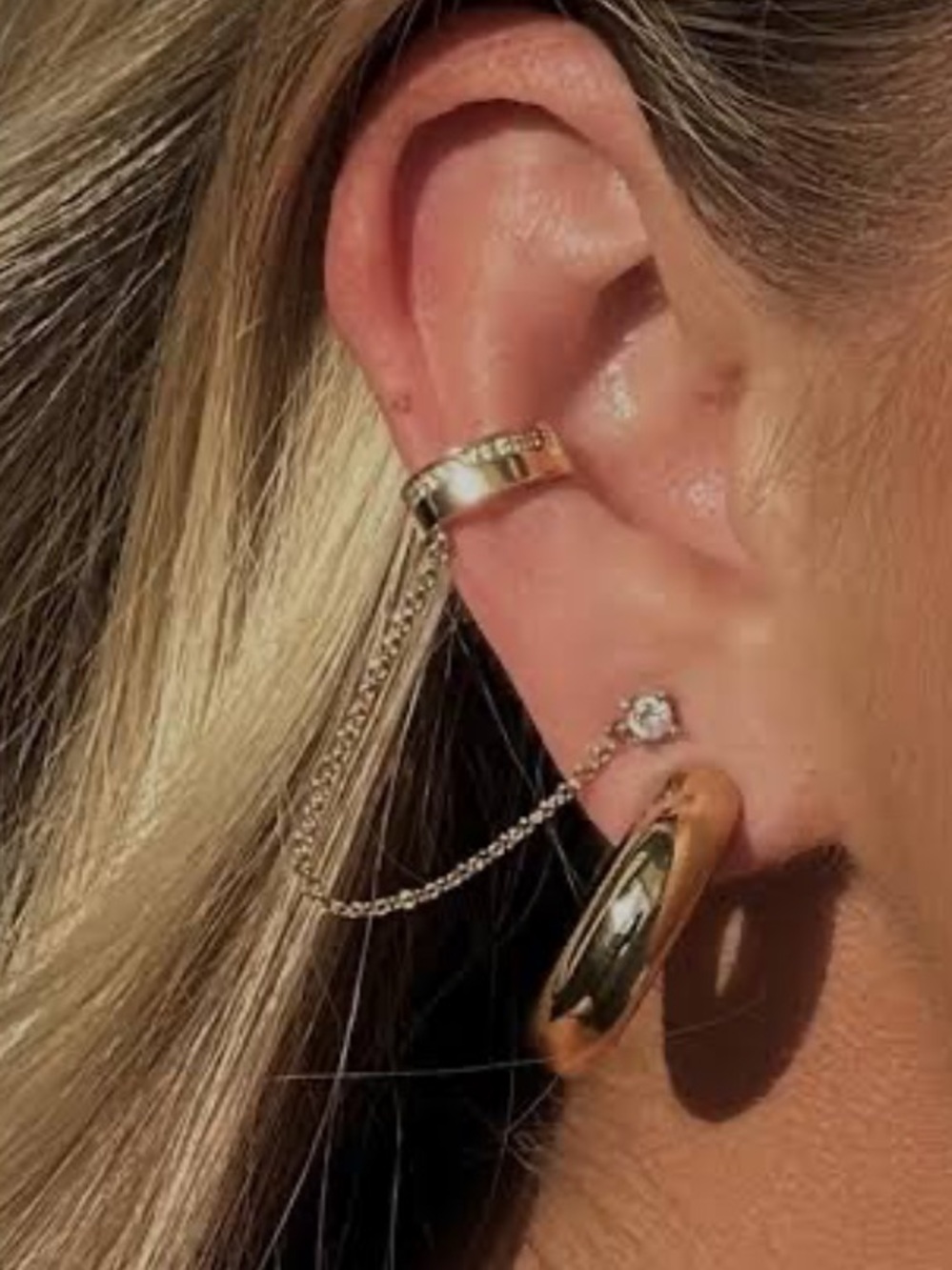 Miranda Frye Gold Jodee Ear Cuff with Chain and Cubic Zirconia